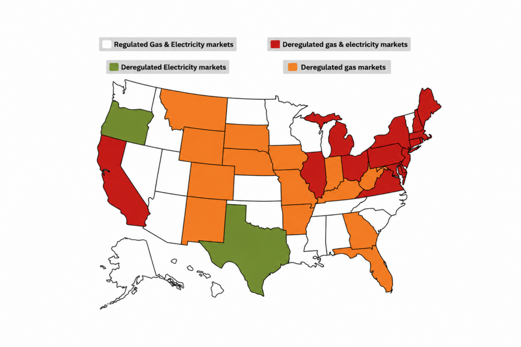 Map of Deregulated and Regulated energy states